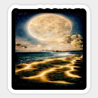 The Moon Ocean And Clouds Sticker